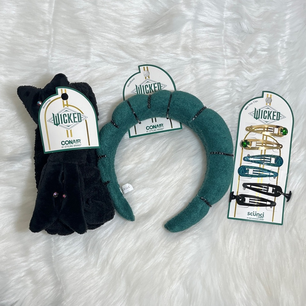 NWT Wicked Conair Headbands Scunci Hair Clips Set